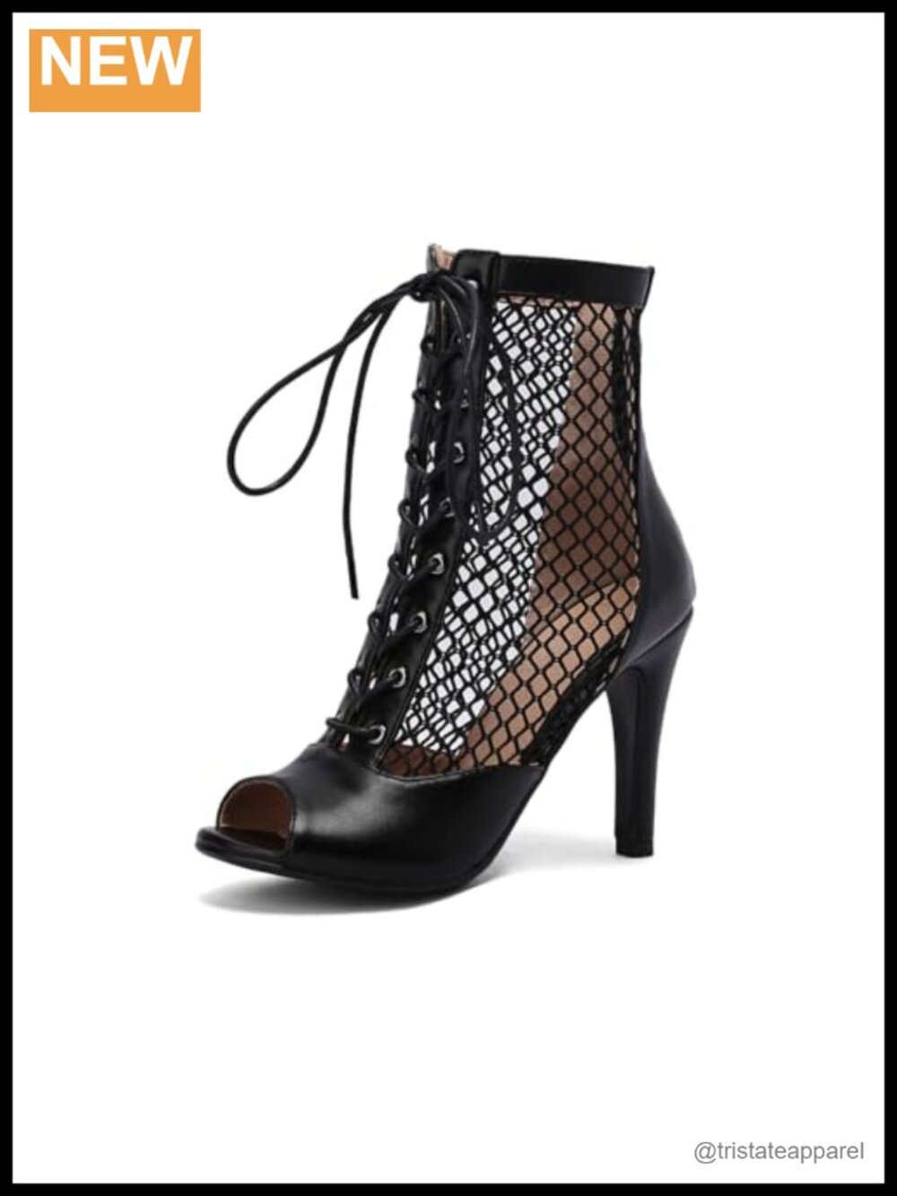 Leather Mesh 4 Inch Heel Peep Toe Latin Dance Boots